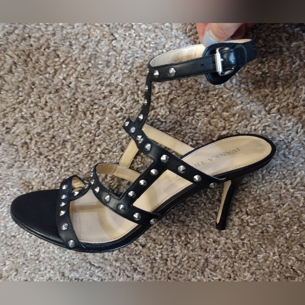 Ivanka Trump Black Studded Cage Heels 9 - Picture 2 of 12